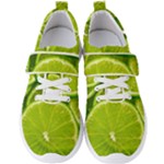 Lime Slices Close Up, Fresh, Fruit, Green Lemon Men s Velcro Strap Shoes