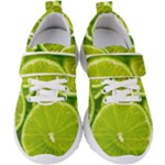 Lime Slices Close Up, Fresh, Fruit, Green Lemon Kids  Velcro Strap Shoes