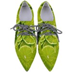 Lime Slices Close Up, Fresh, Fruit, Green Lemon Pointed Oxford Shoes