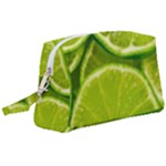 Lime Slices Close Up, Fresh, Fruit, Green Lemon Wristlet Pouch Bag (Large)