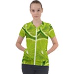 Lime Slices Close Up, Fresh, Fruit, Green Lemon Short Sleeve Zip Up Jacket