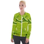 Lime Slices Close Up, Fresh, Fruit, Green Lemon Velvet Zip Up Jacket