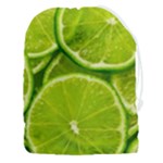 Lime Slices Close Up, Fresh, Fruit, Green Lemon Drawstring Pouch (3XL)