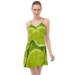 Lime Slices Close Up, Fresh, Fruit, Green Lemon Summer Time Chiffon Dress