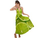 Lime Slices Close Up, Fresh, Fruit, Green Lemon Backless Maxi Beach Dress