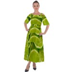 Lime Slices Close Up, Fresh, Fruit, Green Lemon Shoulder Straps Boho Maxi Dress 