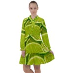 Lime Slices Close Up, Fresh, Fruit, Green Lemon All Frills Dress