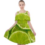 Lime Slices Close Up, Fresh, Fruit, Green Lemon Cut Out Shoulders Dress