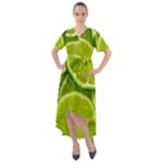 Lime Slices Close Up, Fresh, Fruit, Green Lemon Front Wrap High Low Dress