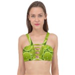 Lime Slices Close Up, Fresh, Fruit, Green Lemon Cage Up Bikini Top