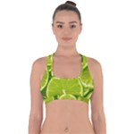 Lime Slices Close Up, Fresh, Fruit, Green Lemon Cross Back Hipster Bikini Top 