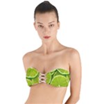 Lime Slices Close Up, Fresh, Fruit, Green Lemon Twist Bandeau Bikini Top