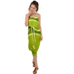 Lime Slices Close Up, Fresh, Fruit, Green Lemon Waist Tie Cover Up Chiffon Dress