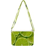 Lime Slices Close Up, Fresh, Fruit, Green Lemon Double Gusset Crossbody Bag