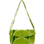 Lime Slices Close Up, Fresh, Fruit, Green Lemon Removable Strap Clutch Bag