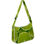 Lime Slices Close Up, Fresh, Fruit, Green Lemon Zip Up Shoulder Bag