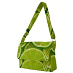 Lime Slices Close Up, Fresh, Fruit, Green Lemon Full Print Messenger Bag (M)