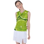 Lime Slices Close Up, Fresh, Fruit, Green Lemon Women s Sleeveless Sports Top