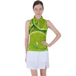 Lime Slices Close Up, Fresh, Fruit, Green Lemon Women s Sleeveless Polo T-Shirt