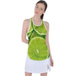 Lime Slices Close Up, Fresh, Fruit, Green Lemon Racer Back Mesh Tank Top