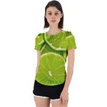 Lime Slices Close Up, Fresh, Fruit, Green Lemon Back Cut Out Sport T-Shirt