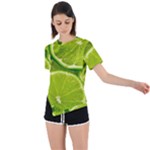 Lime Slices Close Up, Fresh, Fruit, Green Lemon Asymmetrical Short Sleeve Sports T-Shirt