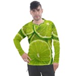 Lime Slices Close Up, Fresh, Fruit, Green Lemon Men s Pique Long Sleeve T-Shirt