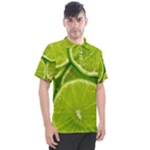 Lime Slices Close Up, Fresh, Fruit, Green Lemon Men s Polo T-Shirt