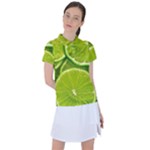 Lime Slices Close Up, Fresh, Fruit, Green Lemon Women s Polo T-Shirt