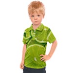 Lime Slices Close Up, Fresh, Fruit, Green Lemon Kids  Polo T-Shirt