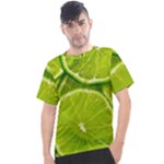 Lime Slices Close Up, Fresh, Fruit, Green Lemon Men s Sport Top