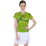 Lime Slices Close Up, Fresh, Fruit, Green Lemon Women s Sports Top