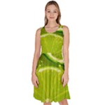 Lime Slices Close Up, Fresh, Fruit, Green Lemon Knee Length Skater Dress With Pockets