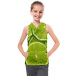 Lime Slices Close Up, Fresh, Fruit, Green Lemon Kids  Sleeveless Hoodie