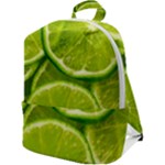 Lime Slices Close Up, Fresh, Fruit, Green Lemon Zip Up Backpack