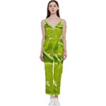 Lime Slices Close Up, Fresh, Fruit, Green Lemon V-Neck Camisole Jumpsuit