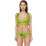 Lime Slices Close Up, Fresh, Fruit, Green Lemon Low Cut Ruffle Edge Bikini Set