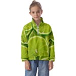 Lime Slices Close Up, Fresh, Fruit, Green Lemon Kids  Half Zip Hoodie