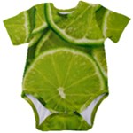 Lime Slices Close Up, Fresh, Fruit, Green Lemon Baby Short Sleeve Bodysuit