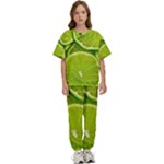 Lime Slices Close Up, Fresh, Fruit, Green Lemon Kids  T-Shirt and Pants Sports Set