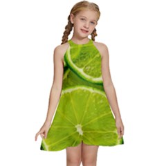 Kids  Halter Collar Waist Tie Chiffon Dress 