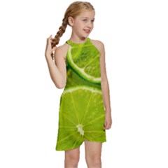 Kids  Halter Collar Waist Tie Chiffon Dress 