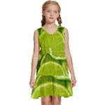 Lime Slices Close Up, Fresh, Fruit, Green Lemon Kids  Sleeveless Tiered Mini Dress