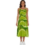 Lime Slices Close Up, Fresh, Fruit, Green Lemon Sleeveless Shoulder Straps Boho Dress