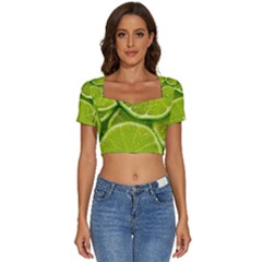 Short Sleeve Square Neckline Crop Top  