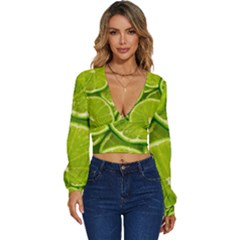 Long Sleeve Deep-V Velour Top 