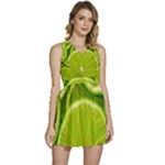 Lime Slices Close Up, Fresh, Fruit, Green Lemon Sleeveless High Waist Mini Dress