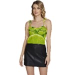 Lime Slices Close Up, Fresh, Fruit, Green Lemon Flowy Camisole Tie Up Top