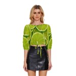 Lime Slices Close Up, Fresh, Fruit, Green Lemon Mid Sleeve Drawstring Hem Top