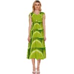 Lime Slices Close Up, Fresh, Fruit, Green Lemon V-Neck Drawstring Shoulder Sleeveless Maxi Dress